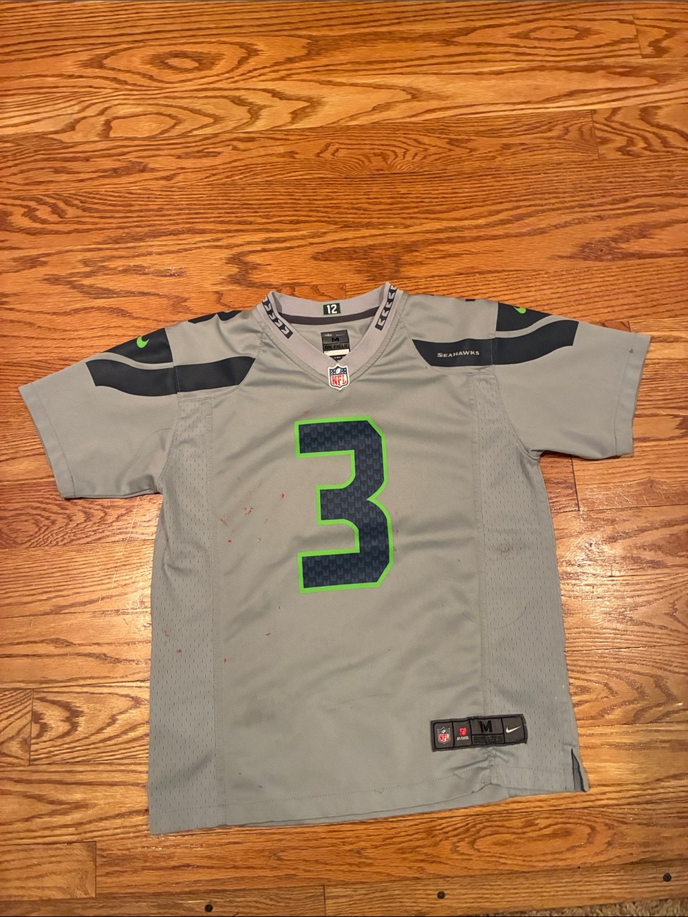 Nike Gray and Neon Green Kids Football Jersey #3